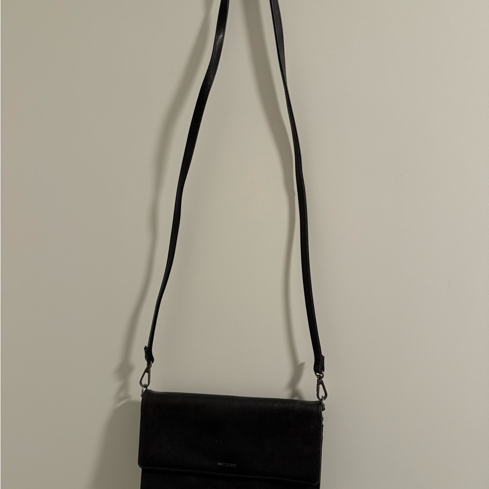 Elegant Black Mat & Nat Crossbody Bag